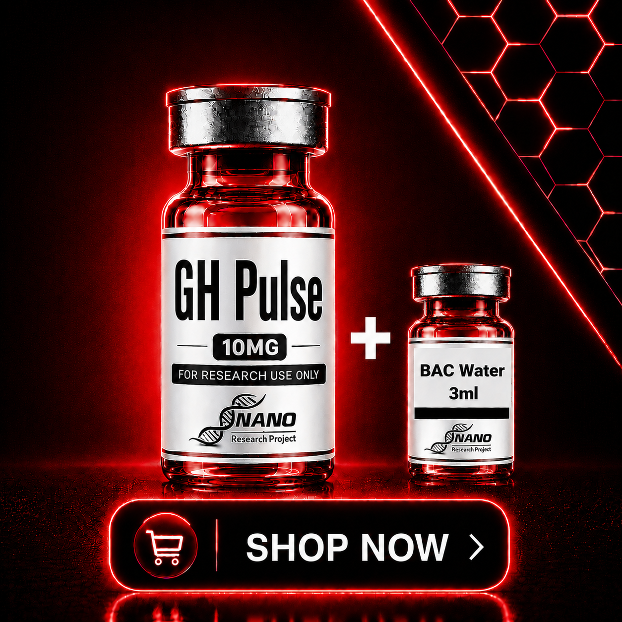 NANO - GH-Pulse ( CJC-1295  without DAC 5mg + IPA 5mg) 10mg + 3ml BAC Water